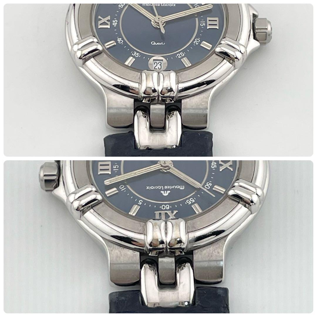 【稼働】モーリスラクロア　カリプソ　デイト　腕時計　青文字盤　ローマン　純正