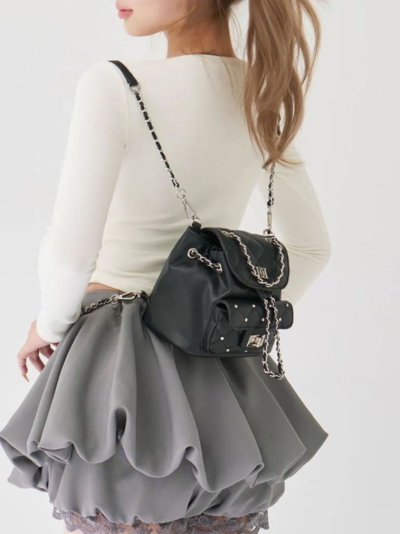 Darich ダーリッチ キルティングビジューミニリュック BLK