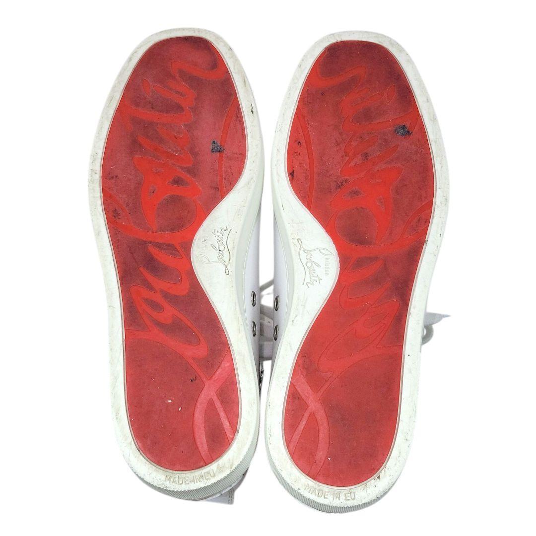 【美品】クリスチャン・ルブタン　約25.5㌢　レザー　ハイカットスニーカー　白