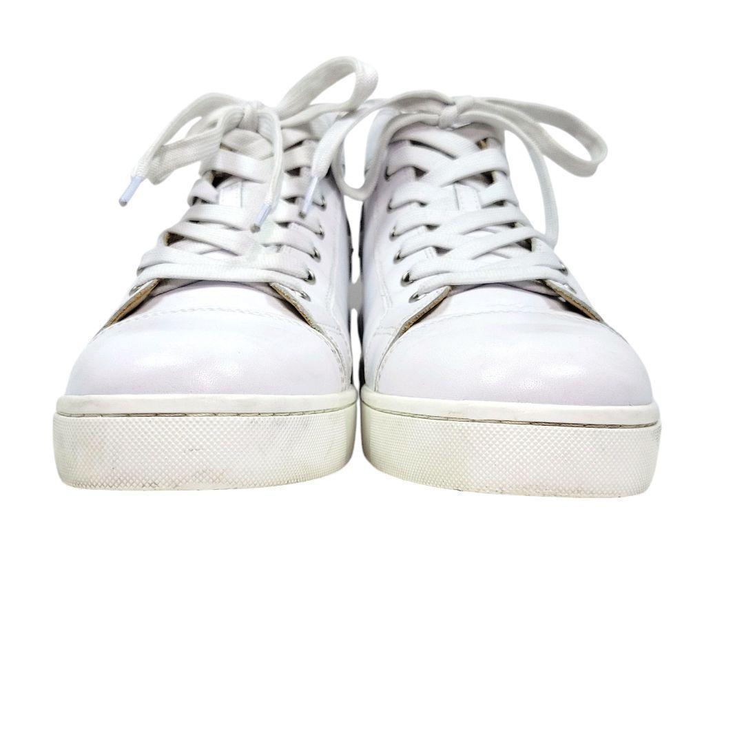 【美品】クリスチャン・ルブタン　約25.5㌢　レザー　ハイカットスニーカー　白