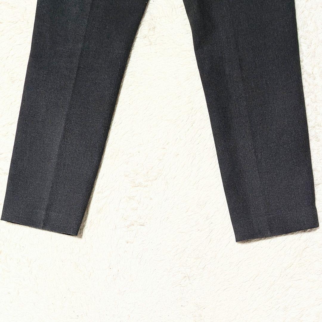 プラステ ウォームリザーブパンツスーツ ノーカラー 通勤 チャコールグレー L