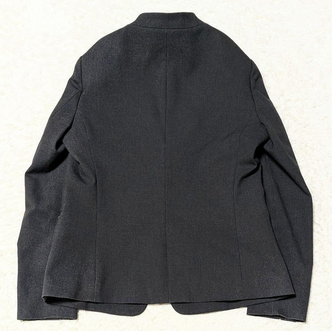 プラステ ウォームリザーブパンツスーツ ノーカラー 通勤 チャコールグレー L