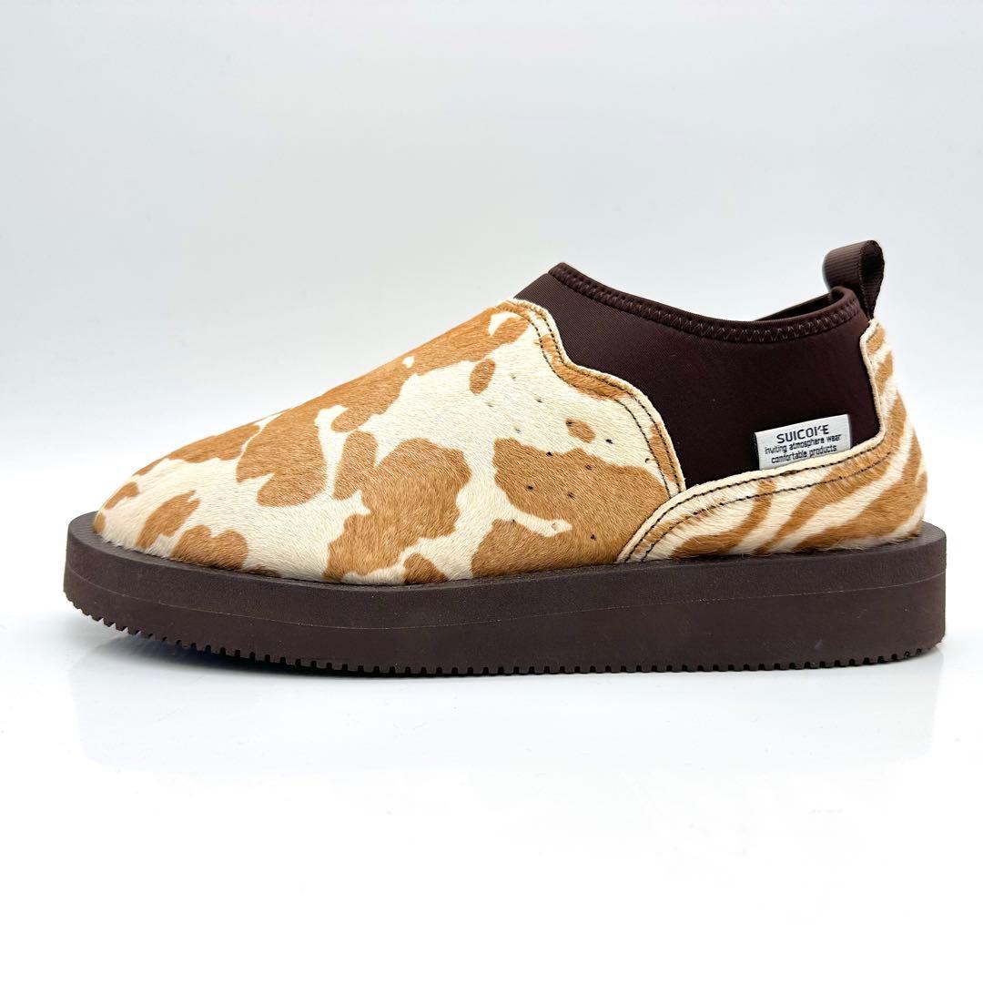 【極美品】スイコック スリッポン ブラウン ベージュ ハラコ カウ 牛柄