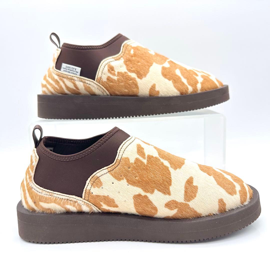 【極美品】スイコック スリッポン ブラウン ベージュ ハラコ カウ 牛柄