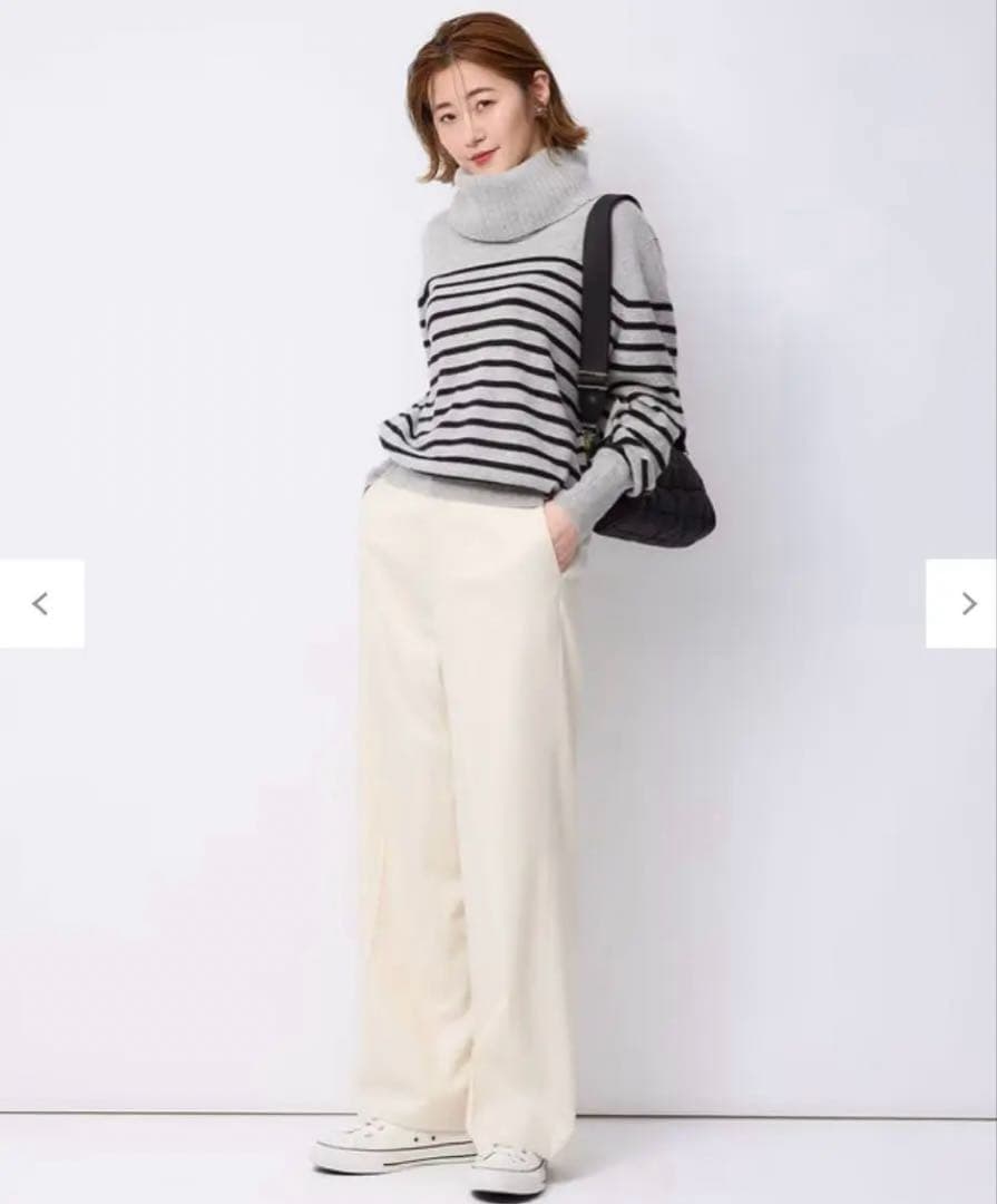 【洗える】ピュアカシミヤ100% ボーダーニット 23区　38