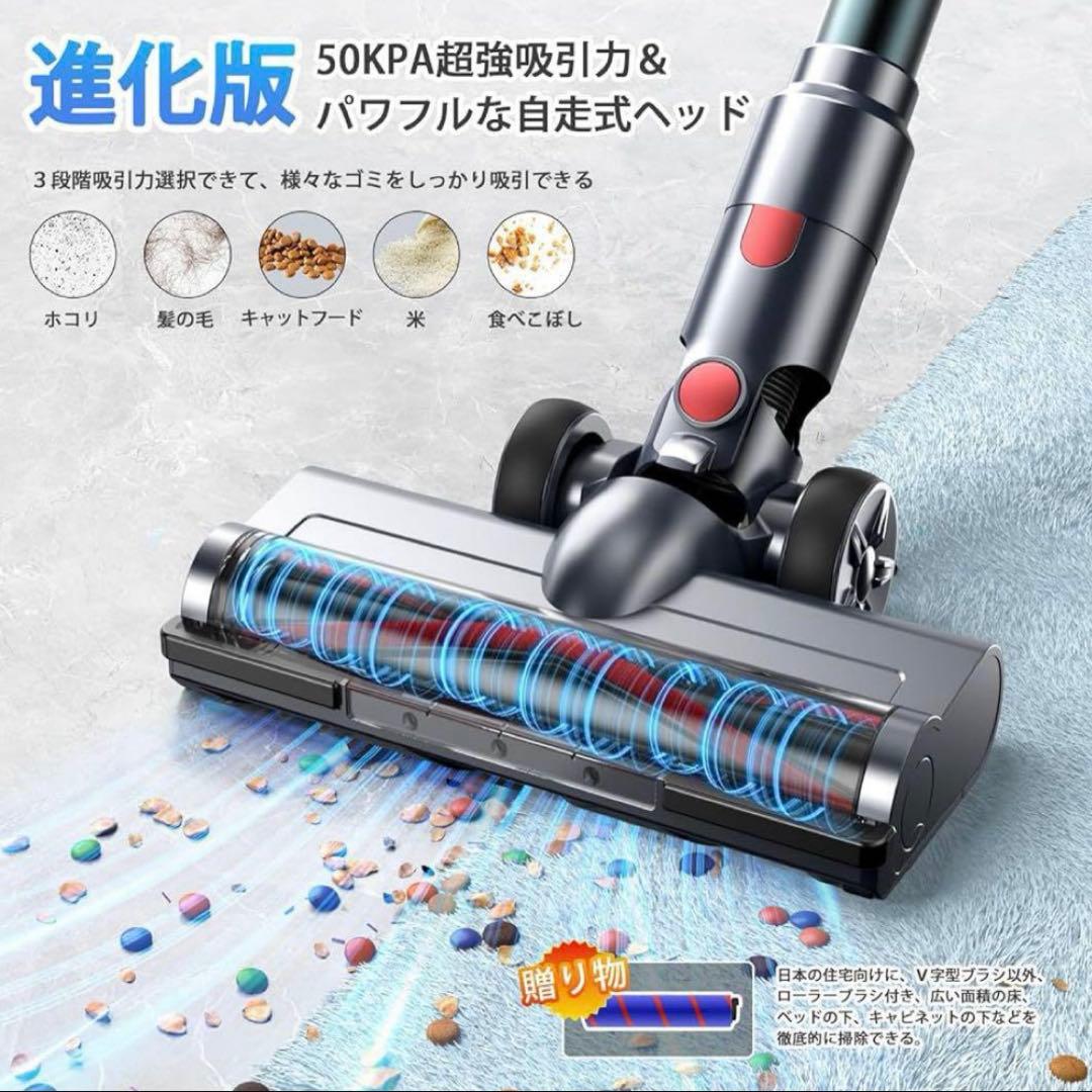 【新品未使用】コードレス掃除機 LEDライト付＆50Kpa強力吸引＆自立式