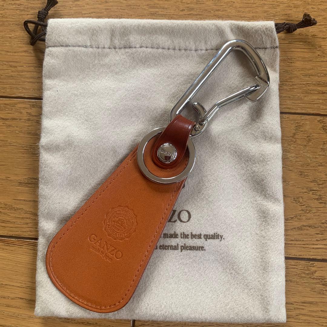 GANZO レザーシューホーン キーホルダー ブラウン