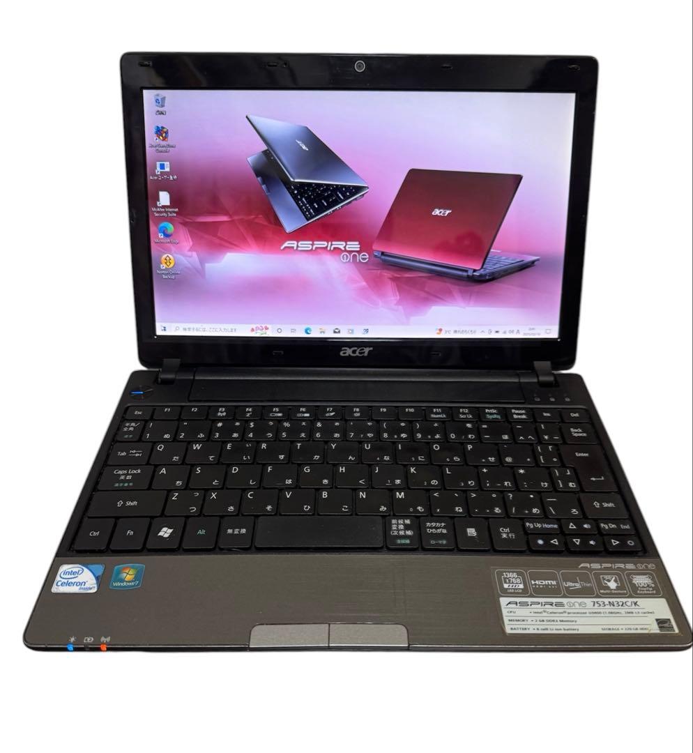 ACER Aspire One ノートパソコン753-N32C/K 【中古品】