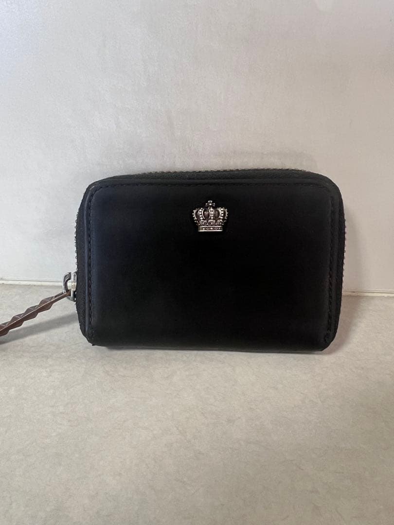 【激安/美品】justindavis ミニウォレット　ブラック　本革　シルバー