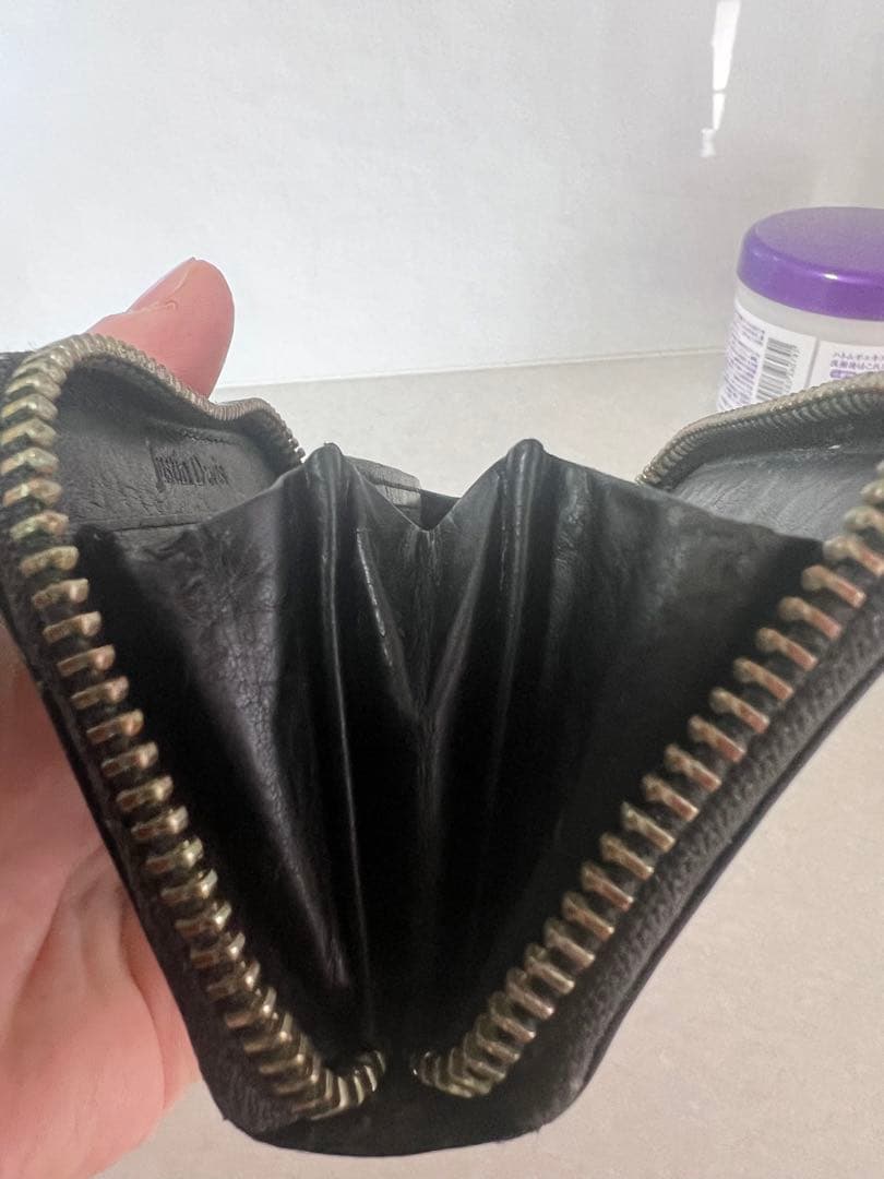 【激安/美品】justindavis ミニウォレット　ブラック　本革　シルバー