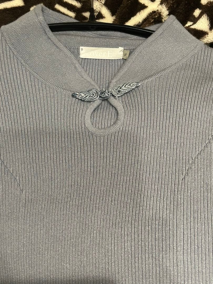 overE オーバーイー チャイナパネルニット スモーキーブルー 96