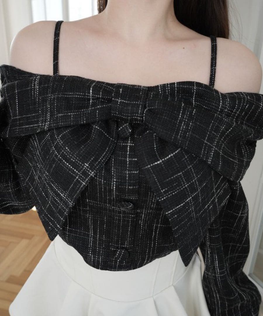 ももんが lip service リボンオフショルロングスリーブトップス