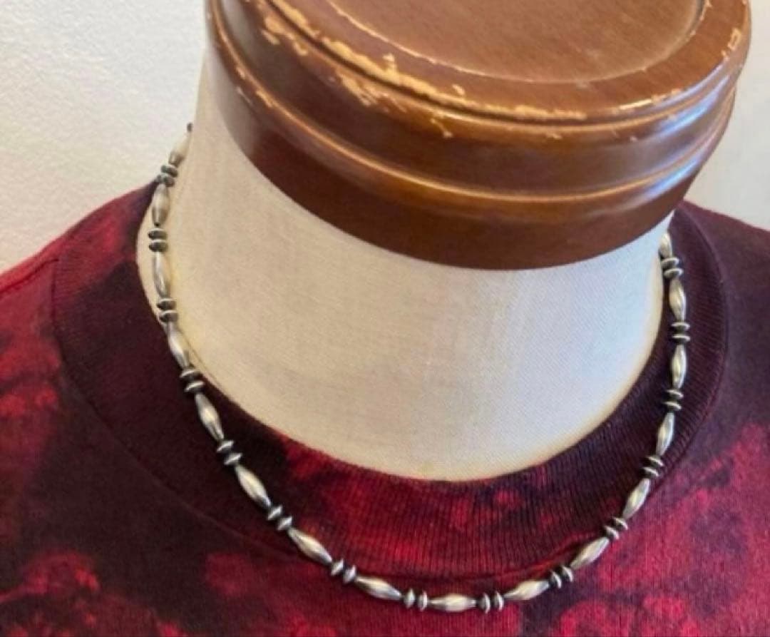 SV925製　ナバホパールのオリジナルデザインネックレス　45cm 粒大きめ