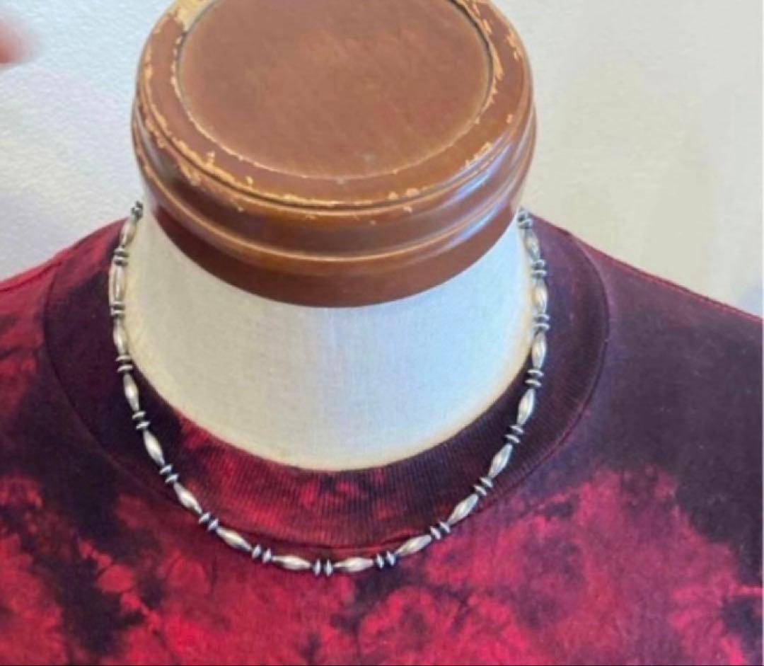 SV925製　ナバホパールのオリジナルデザインネックレス　45cm 粒大きめ