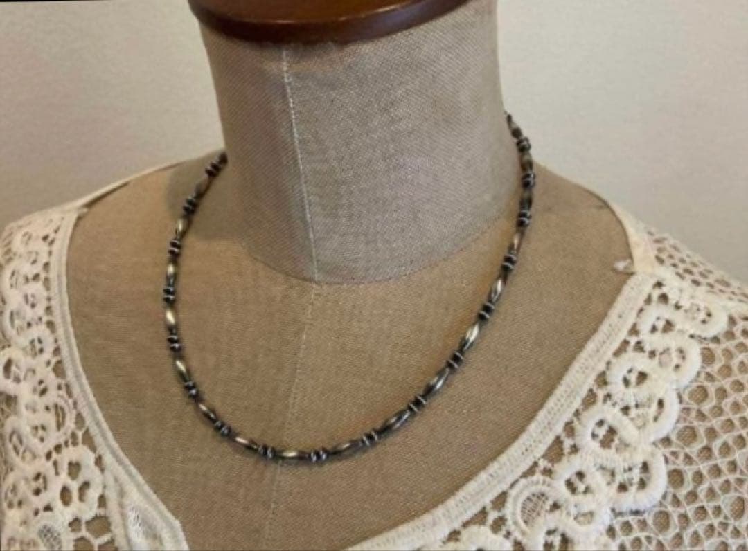 SV925製　ナバホパールのオリジナルデザインネックレス　45cm 粒大きめ