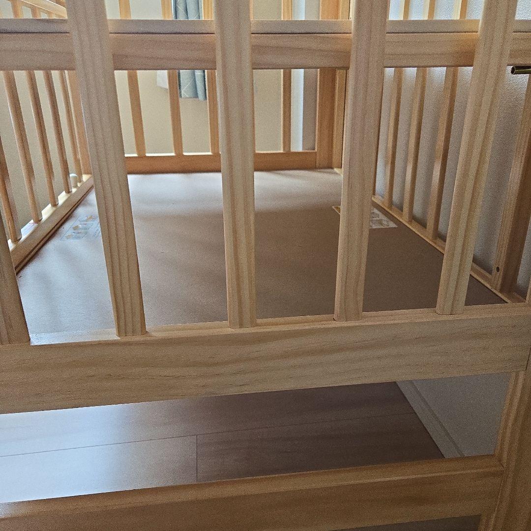 KATOJI木製ミニベビーベッド/ハイシート/キャスター/収納付き