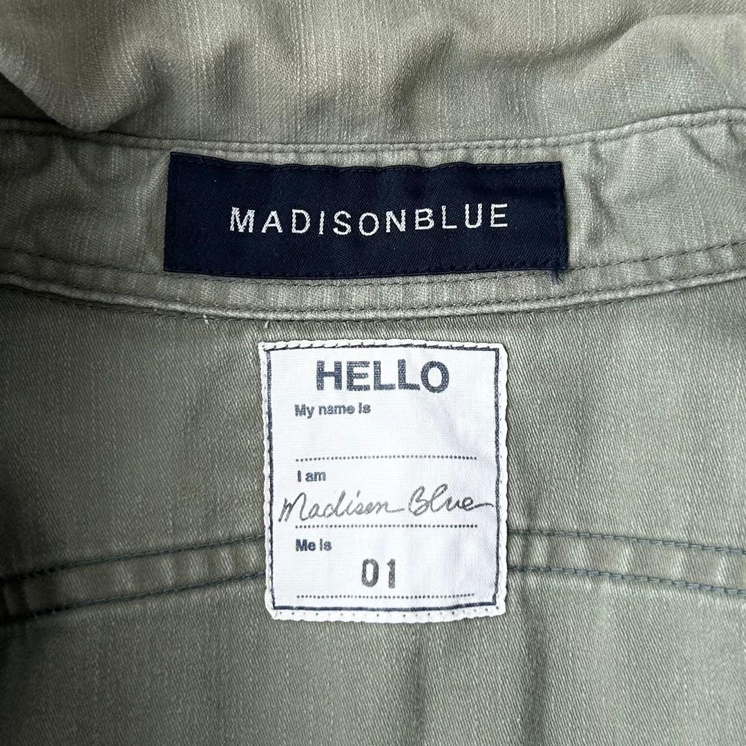 美品 マディソンブルー ハンプトン バックサテンシャツ コットン カーキ 01