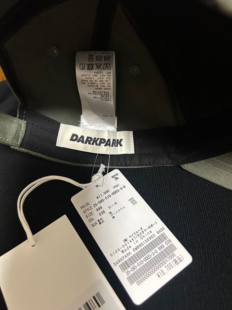 新品【DARKPARK】 EMBROIDERED BASEBALL CAP