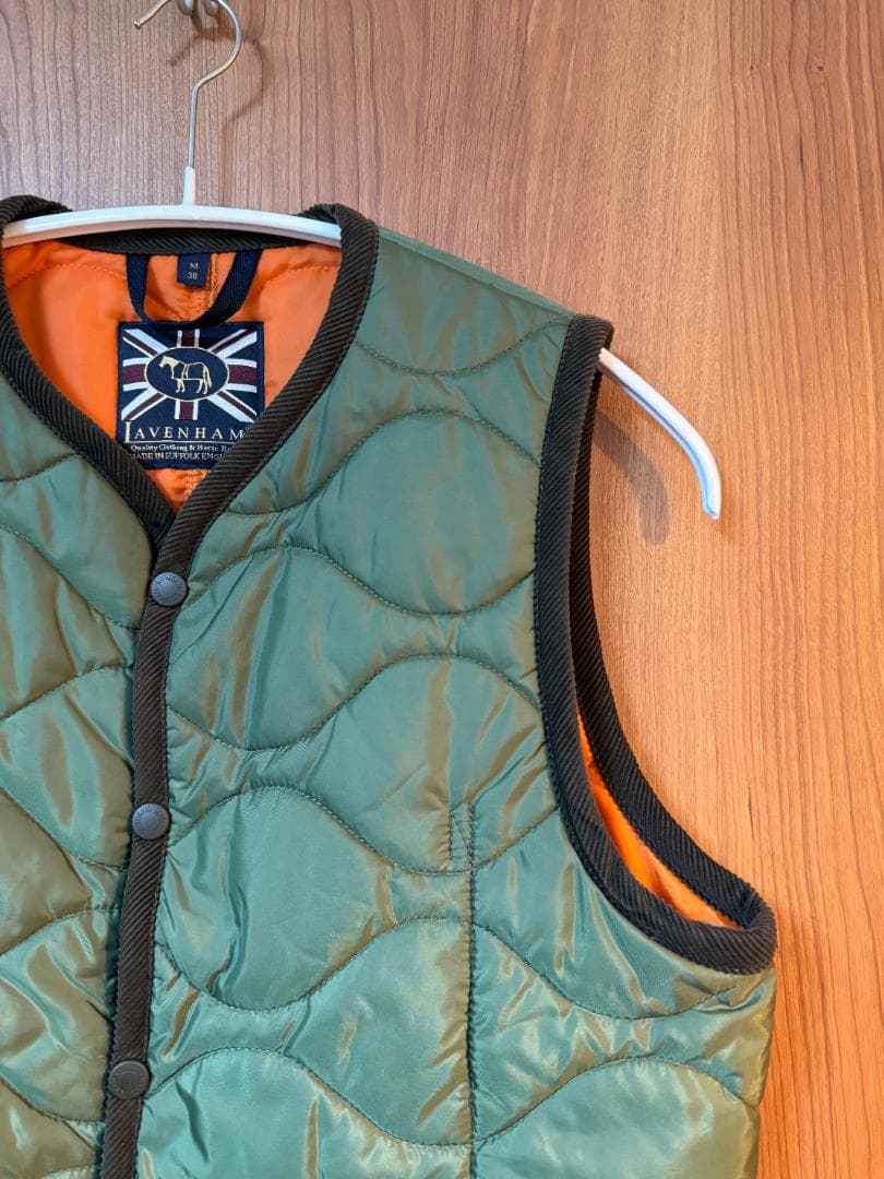 美品 LAVENHAM ラベンハム キルティングベスト オリーブ Mサイズ