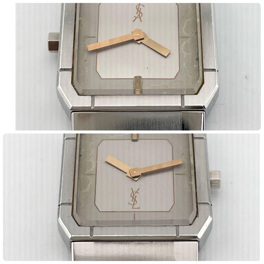 【稼働/新品電池】イヴサンローラン　スクエア　腕時計　クォーツ　シルバー