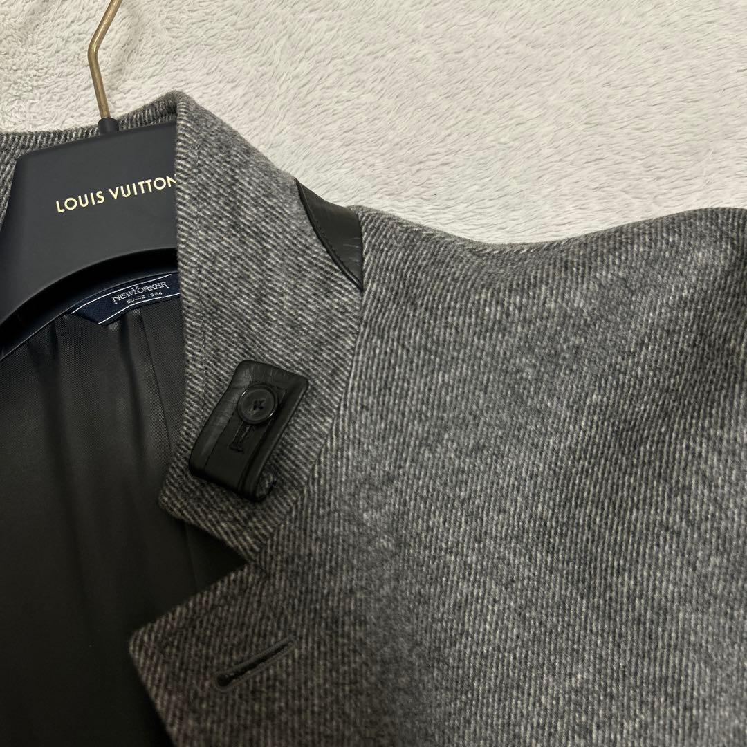 定価8万程　美品　ニューヨーカー　カシミヤ スタンドカラー　ロングコート 牛革