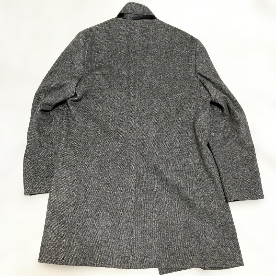 定価8万程　美品　ニューヨーカー　カシミヤ スタンドカラー　ロングコート 牛革