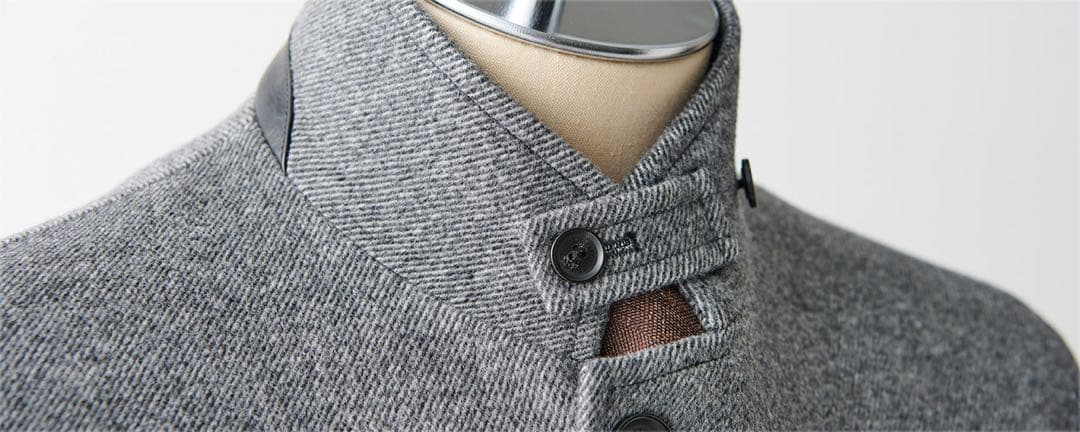 定価8万程　美品　ニューヨーカー　カシミヤ スタンドカラー　ロングコート 牛革