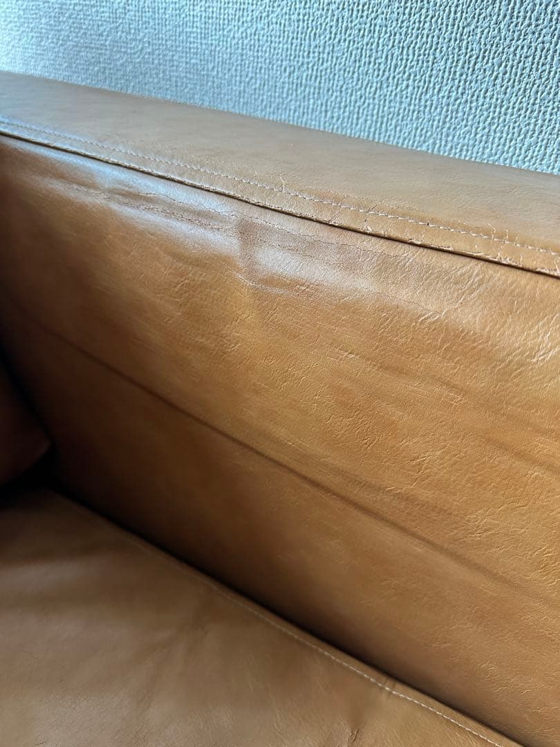 ブラウンレザー2人掛けソファ