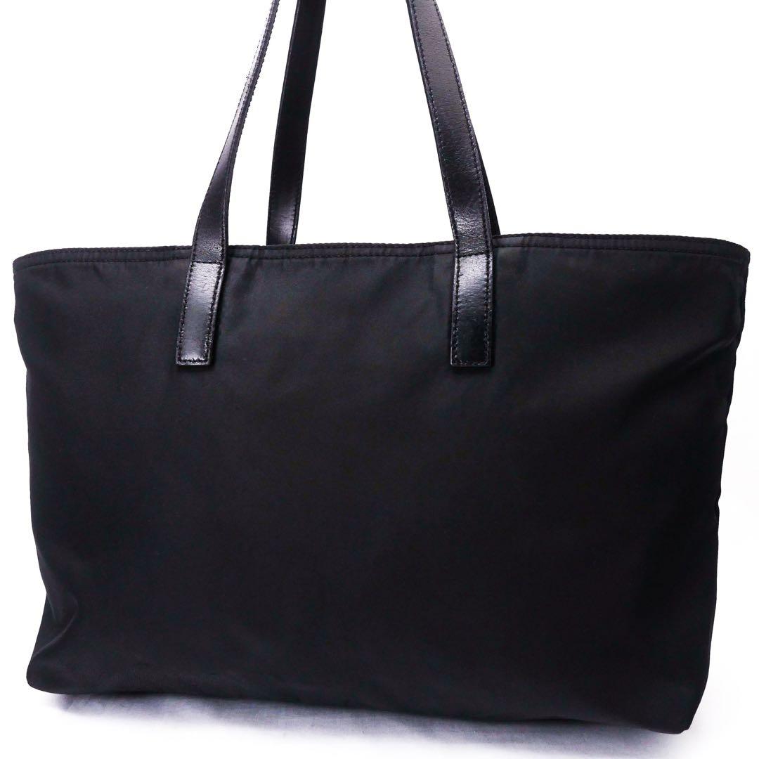 超美品 PRADA プラダ バッグ トートバッグ レザー ナイロン 黒