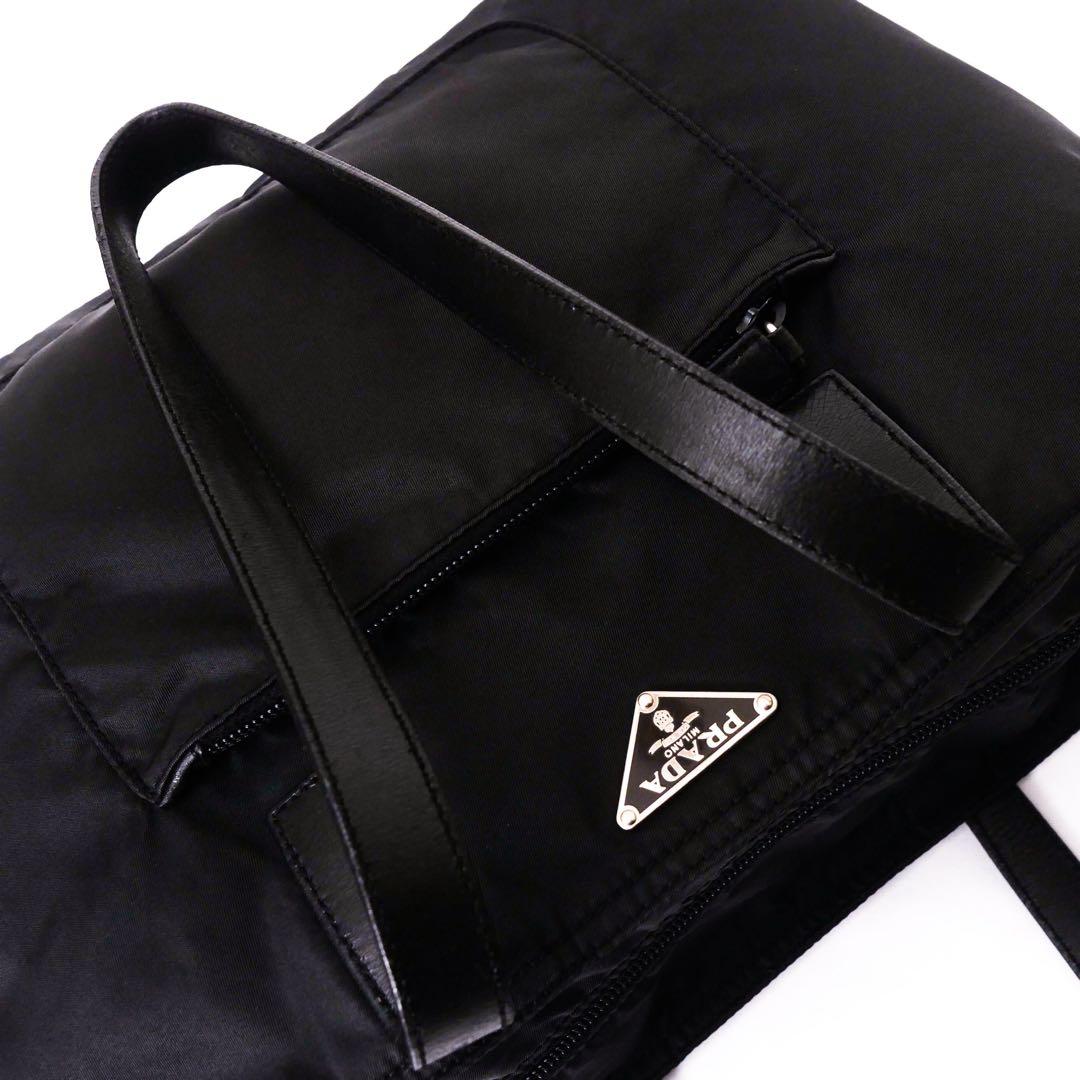 超美品 PRADA プラダ バッグ トートバッグ レザー ナイロン 黒