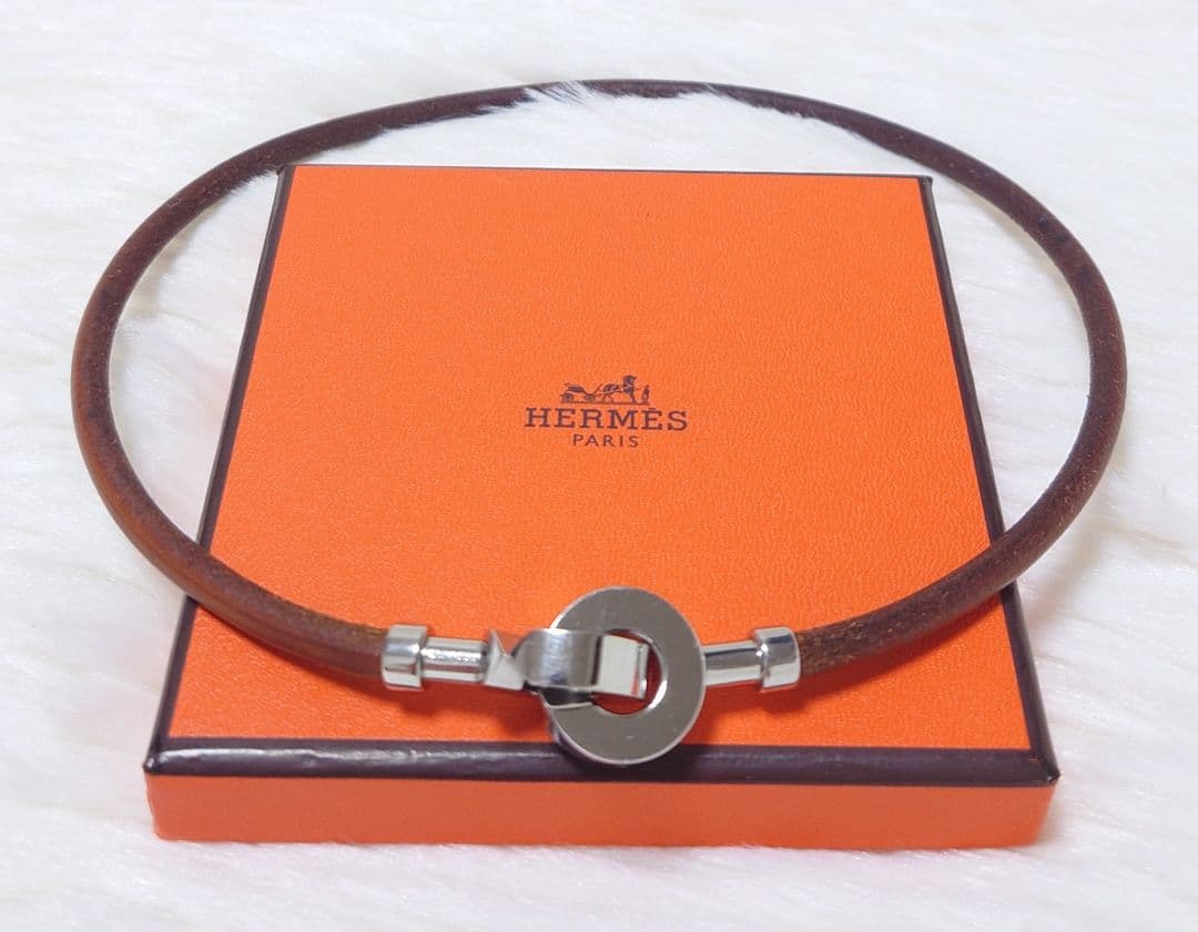 にんにん　極美品　エルメス　ランスロット　ロング　チョーカー　ブラウン