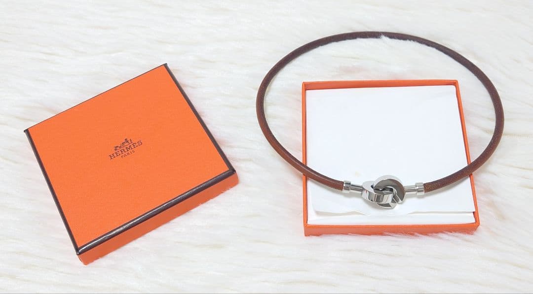 にんにん　極美品　エルメス　ランスロット　ロング　チョーカー　ブラウン