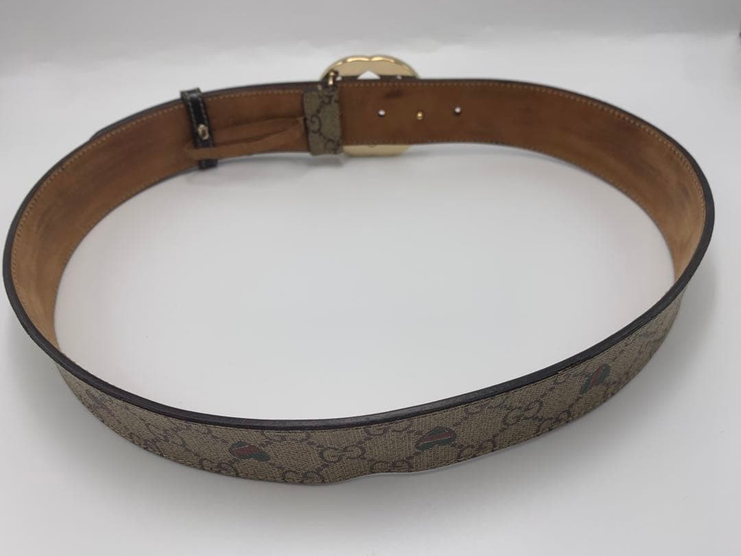 GUCCI GGキャンバス ベルト ゴールド金具　 レザー×キャンバス P55