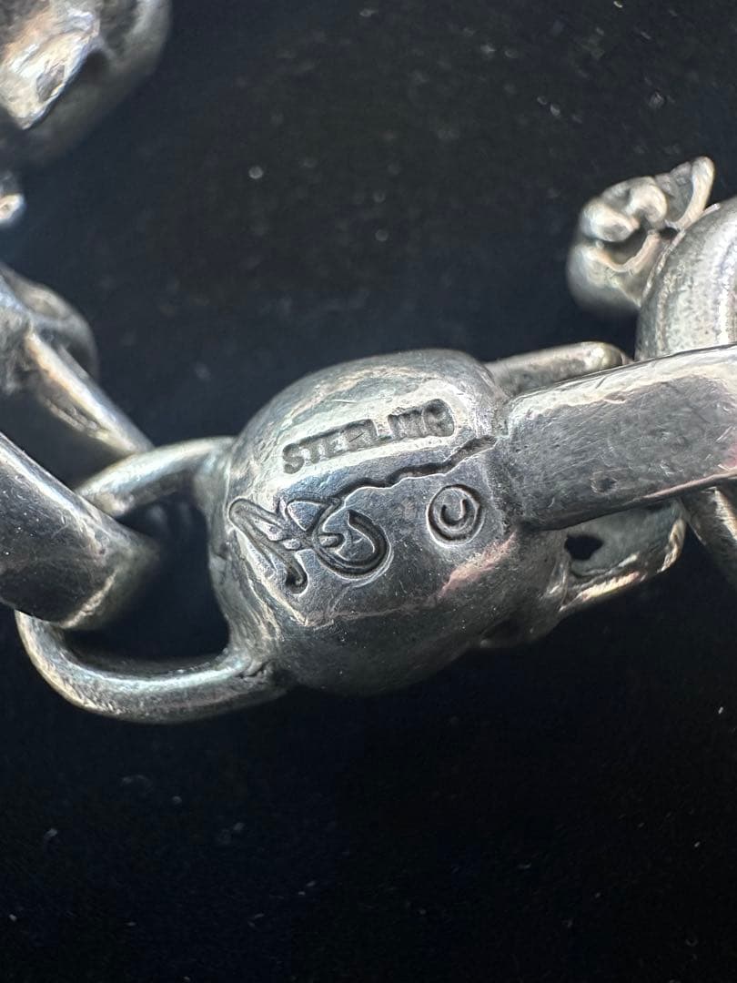 Bill Wall Leather シルバー製 Tバー スカル ブレスレット