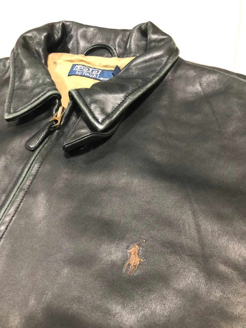 【美品L】ラルフローレン　レザージャケット　BLACK スイングトップ