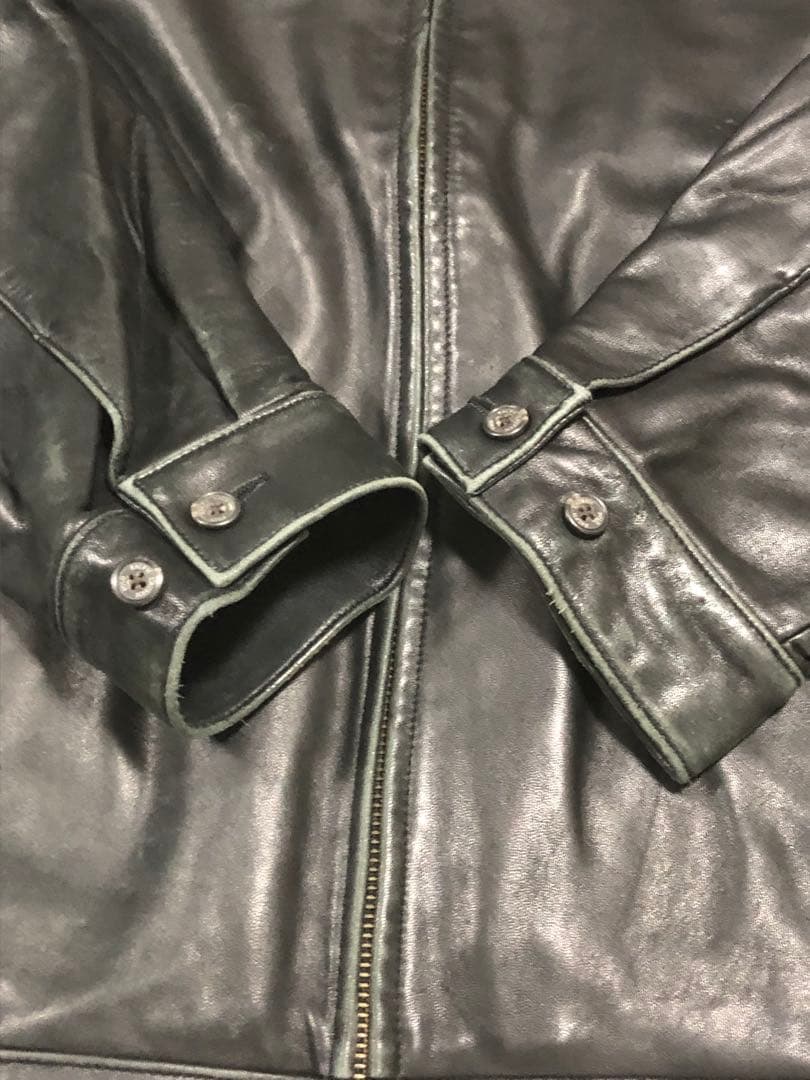 【美品L】ラルフローレン　レザージャケット　BLACK スイングトップ