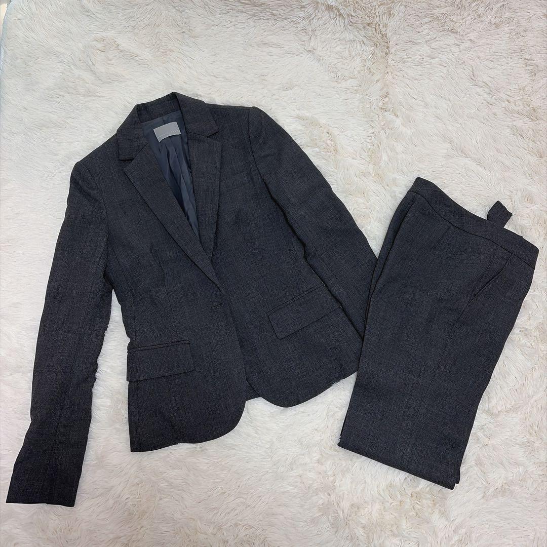 theory luxeダークグレー パンツスーツ Wウール　40 セットアップ