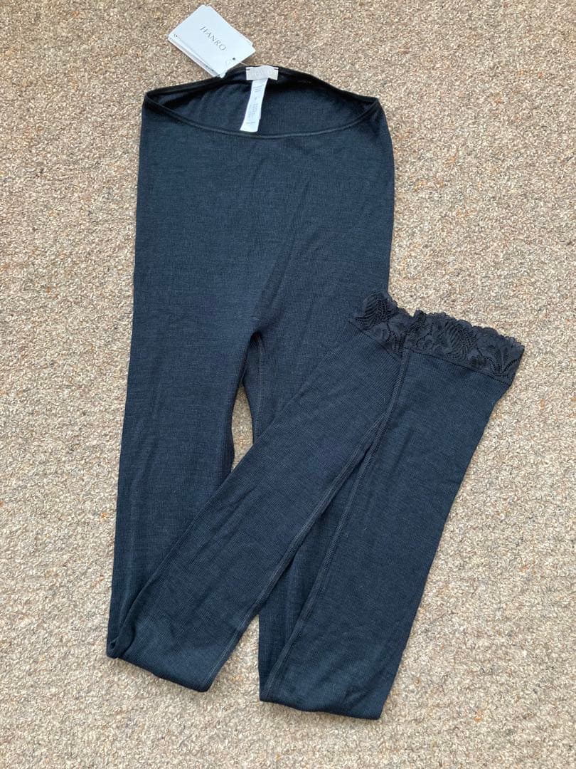 HANROハンロシルクウールレギンス　S ブラック