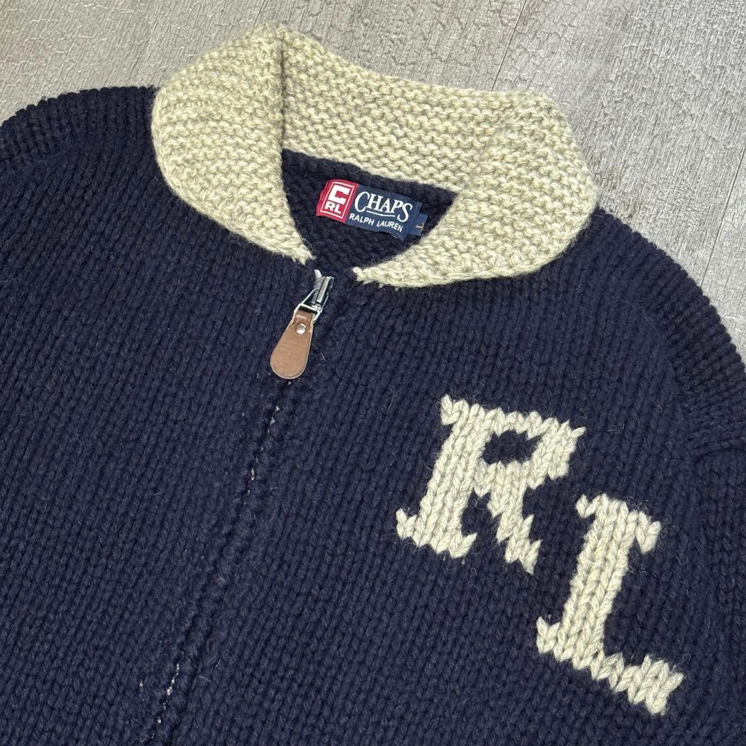 90s ラルフローレン カウチン ロゴ ニット wool アメカジ USA 美品