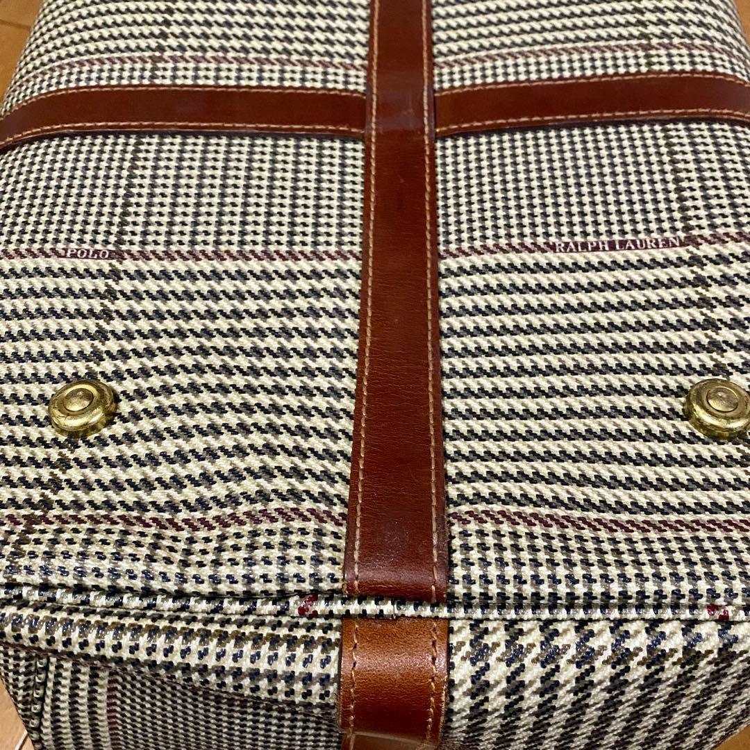 【美品】POLO RALPH LAUREN 千鳥格子 ボストンバッグ 大容量