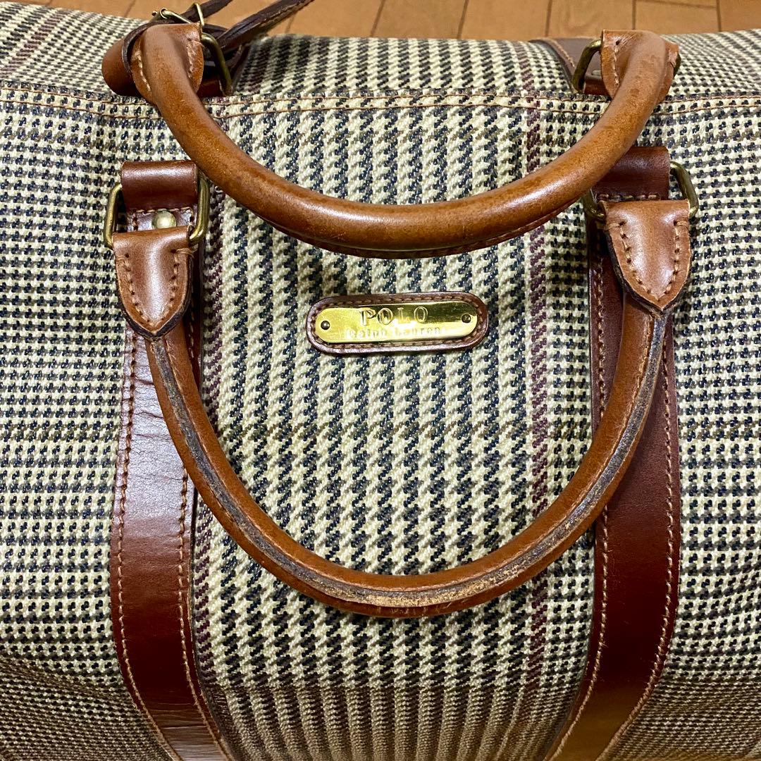 【美品】POLO RALPH LAUREN 千鳥格子 ボストンバッグ 大容量