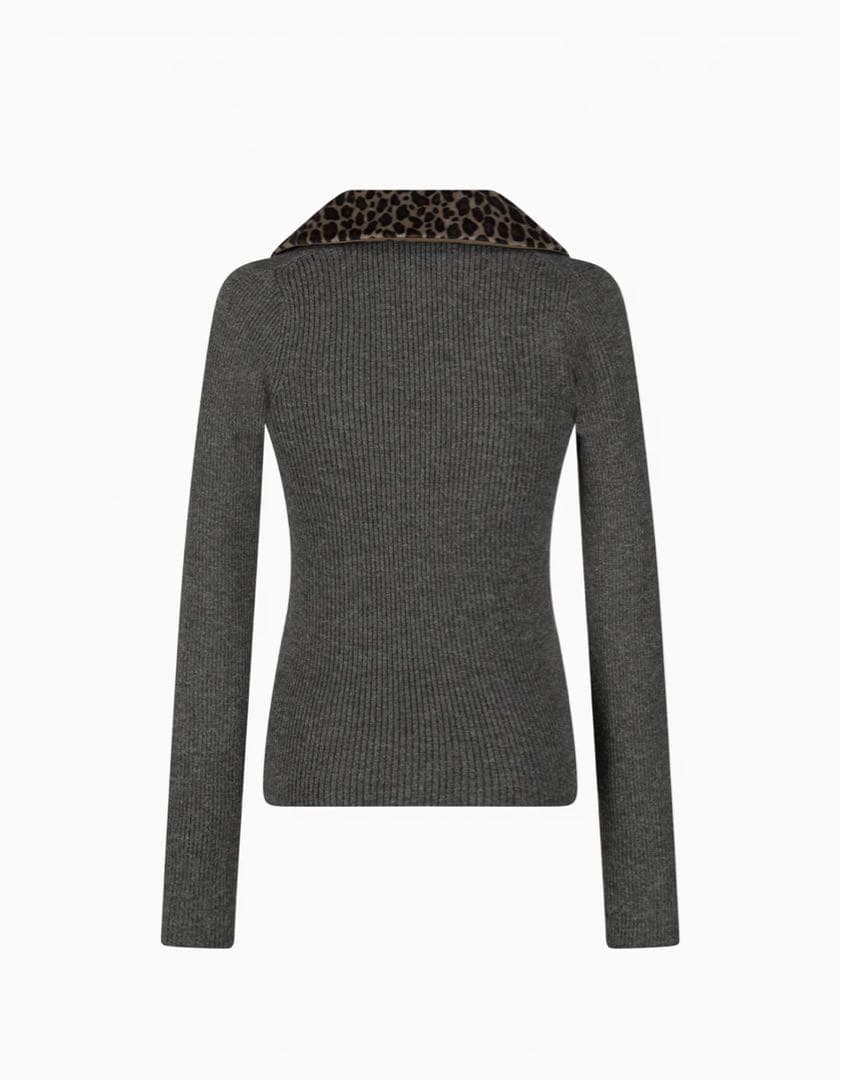 トップス Bibiy CHER LEOPARD KNIT GRAY