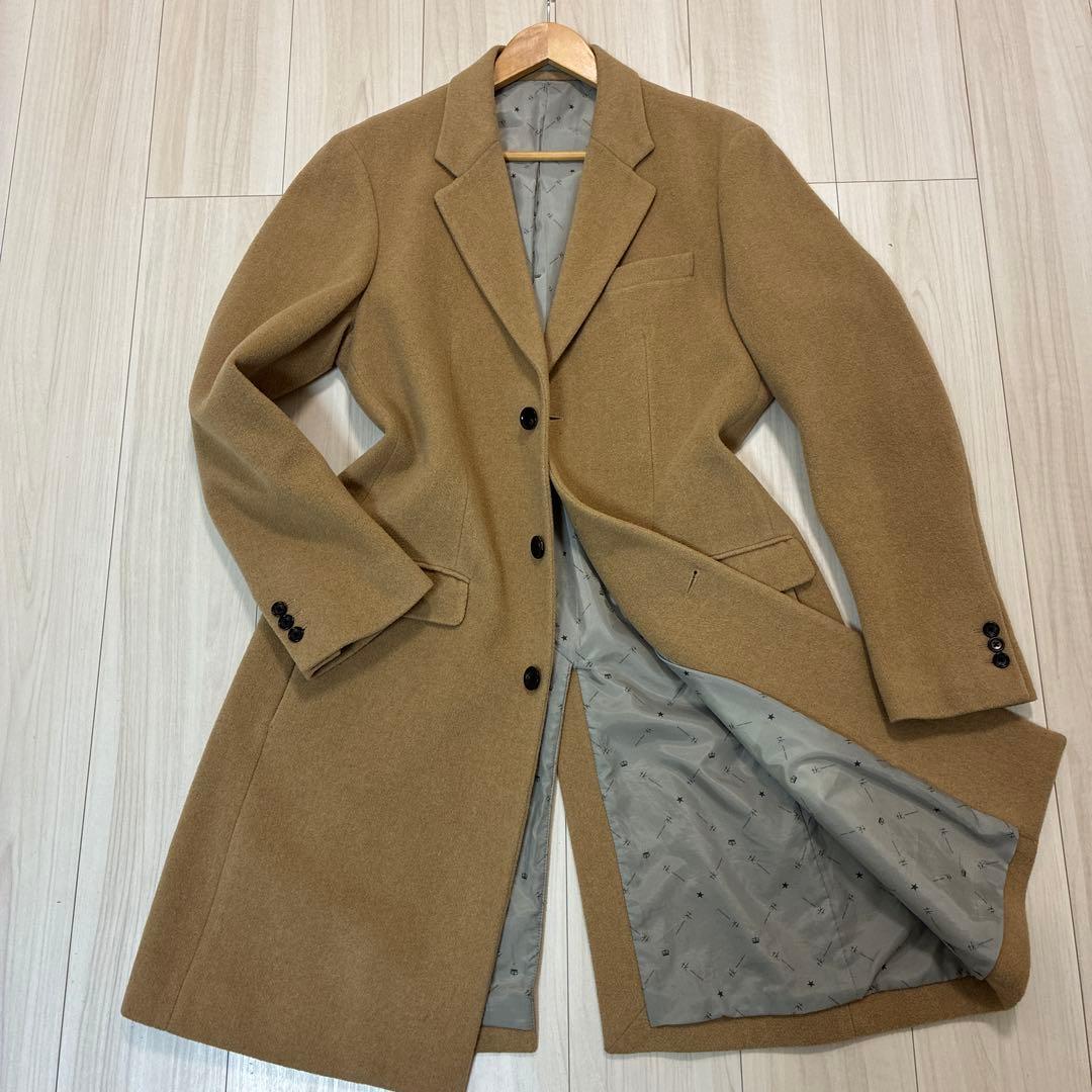 ２８日迄特価イタリア製ウール混タケオキクチシングルブレストチェスターコート XL