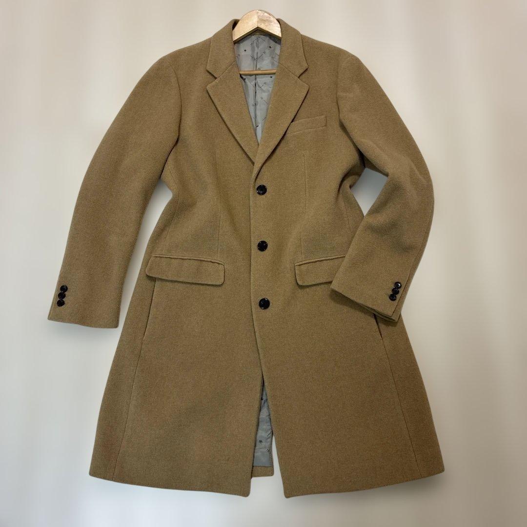 ２８日迄特価イタリア製ウール混タケオキクチシングルブレストチェスターコート XL