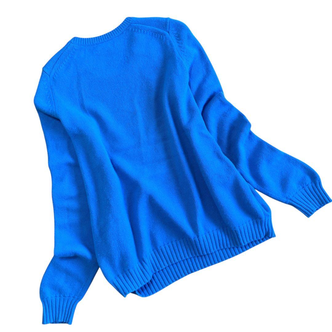 Drawer ドゥロワー カシミヤ ウール　クルーネック ニット ブルー 2