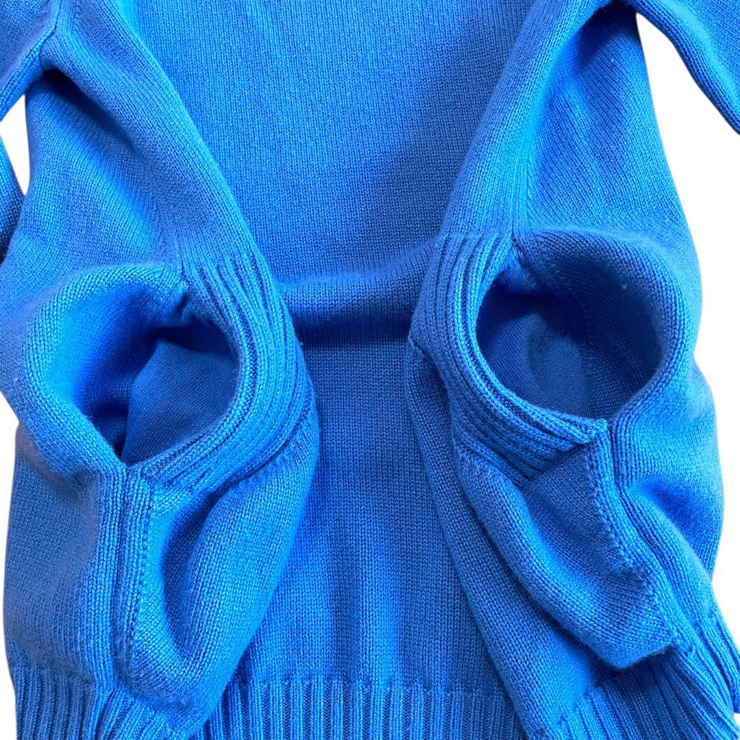 Drawer ドゥロワー カシミヤ ウール　クルーネック ニット ブルー 2