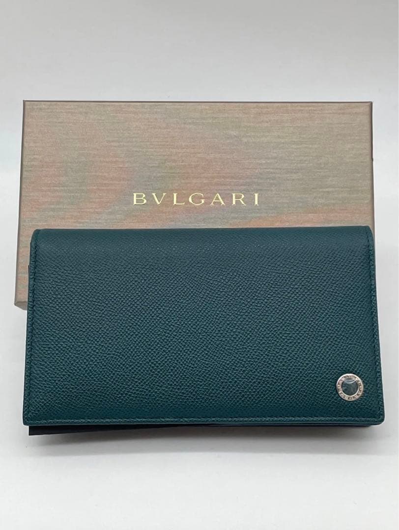 BVLGARI ブルガリ 282102 小銭入れ付 長財布 (グリーン系) 新品