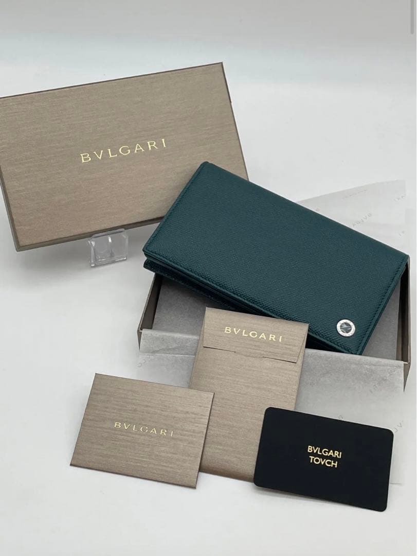 BVLGARI ブルガリ 282102 小銭入れ付 長財布 (グリーン系) 新品