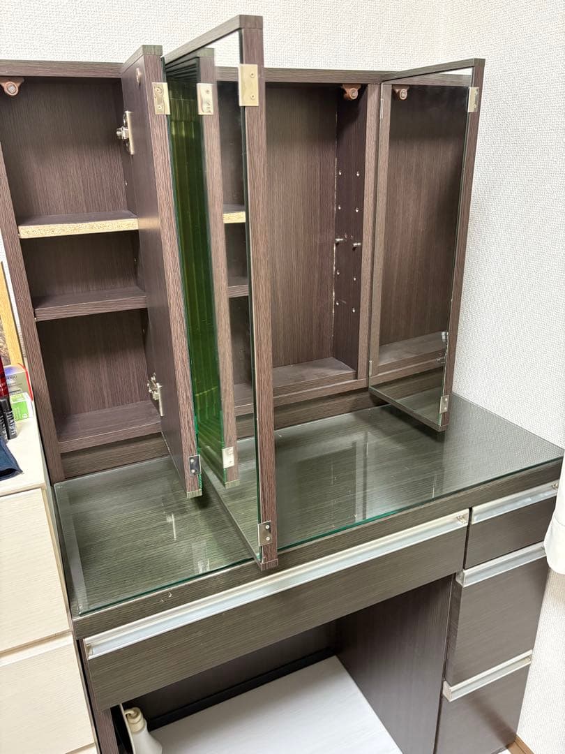 ニトリ　三面鏡ドレッサー ミドルブラウン