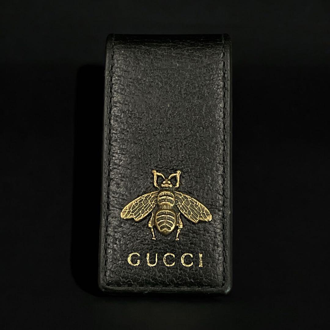美品　GUCCI グッチ アニマリエ レザー マネークリップ ビー 蜂 ブラック
